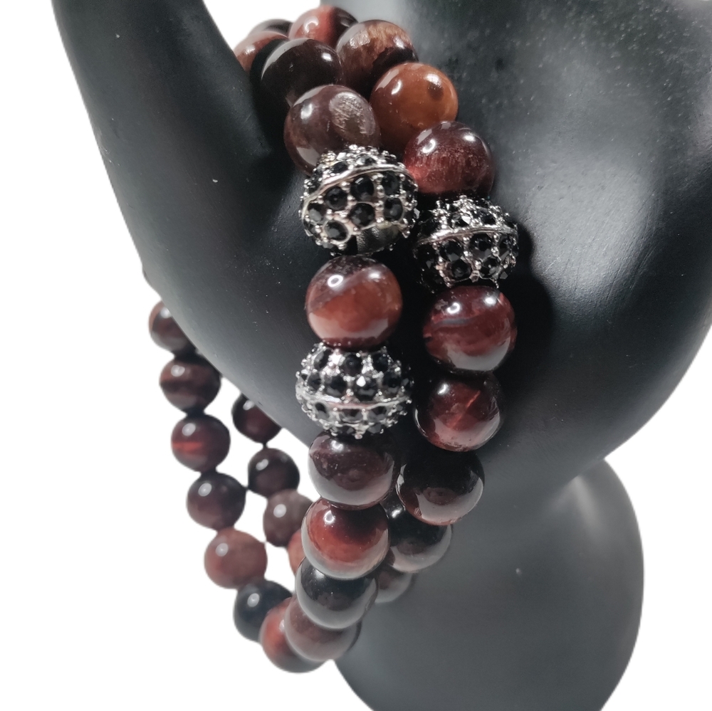 Set of 2 Red Tigers Eye Bracelets